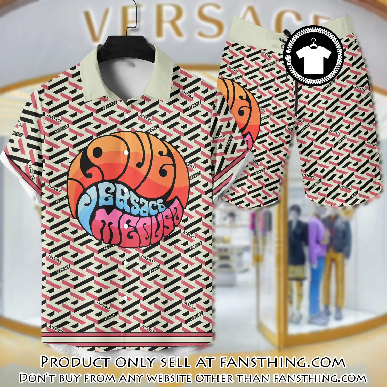 Versace luxury hawaiian shirt & short set lhs1208 fst5116697